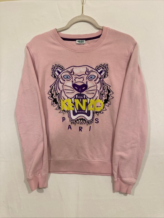 Kenzo Tops - Kenzo Paris Embroidered Tiger Head Sweatshirt Light Pink Purple Lime Green M